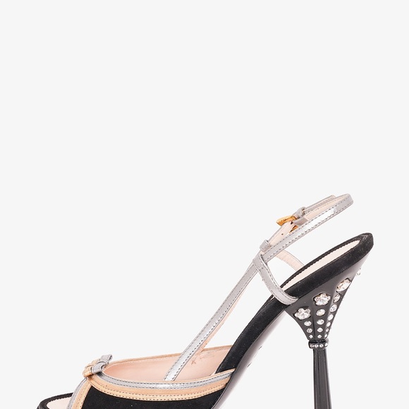PRADA BLACK SUEDE CRYSTAL
HEEL SANDALS - Picture 4 of 11